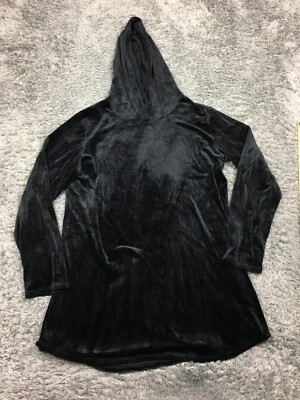 Alfani Intimates Hoodie Womens Size Large Black Velour Soft Stretch - Image 1 of 4