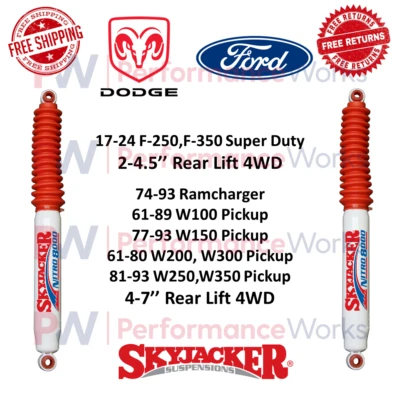 Skyjacker Nitro Shock Pair 2-4.5" Rear Lift For 17-24 Ford F-250 & F-350 SD 4WD - Image 1 of 4