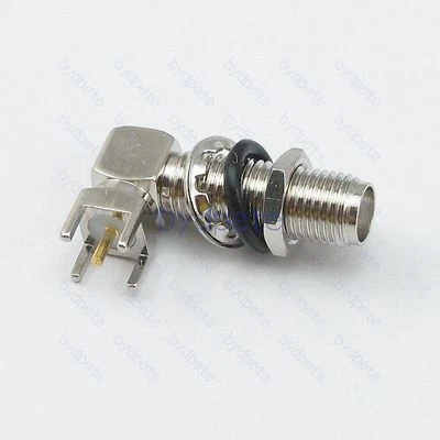 Nickel plated SMA female PCB Mount Solder Square Connector jack 90 degree 4.2mm - Image 1 of 4