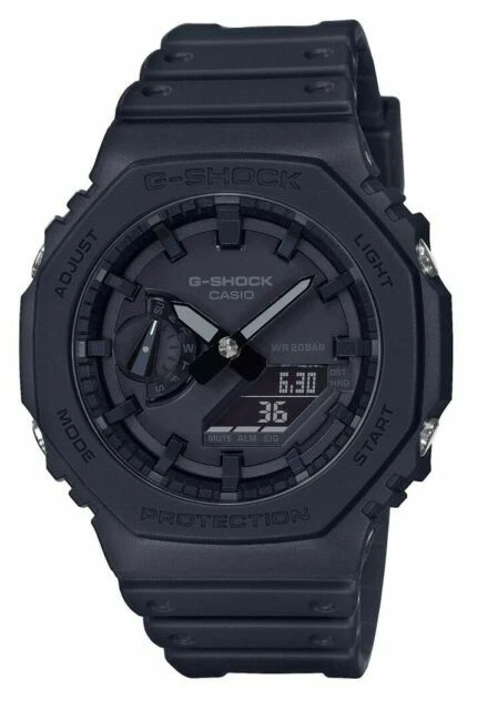 Casio G-Shock 45mm Boîtier Noir, Bracelet Noir en Caoutchouc, Montre pour Homme (GA2100-1A1ER)