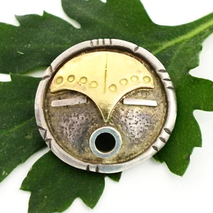 18k Yellow Gold & Sterling Silver Designer Lisa Jenks Modernist Pendant - Picture 1 of 3