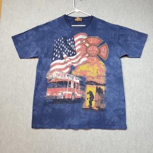 Camisa de Bombero 9/11 Para Hombres XL Azul The Mountain Piedye Dept Rescate Bandera de Estados Unidos De Colección - Imagen 1 de 6
