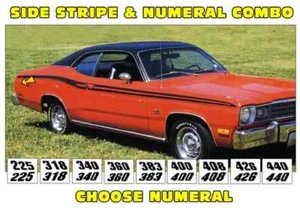 1973-1974 Plymouth Duster 340 rayas laterales (340 sin conectar) negro mate plano - Imagen 1 de 1