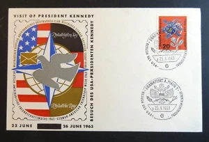BESUCH VON PRÄSIDENT KENNEDY UMSCHLAG, BONN FDC 1963 - Bild 1 von 4