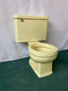 Vtg Mid Century Citrus Yellow Porcelain Toilet Crane Drexel Round Bowl 437-24E - Picture 1 of 20