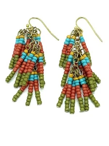Macy’s Multi-Colore Fringe Style Earrings, Blue/Multi, NWT - Picture 1 of 6