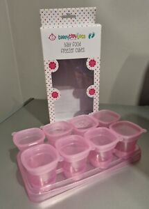 New 8 Pink Baby Food Freezer Cubes Tray & Pots Storage BPA-Free Teeny Tiny Tots
