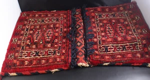 Antique Saddle Bag Khorjin Hand Knotted Wool Tribal Rug 25" X 15" - Picture 1 of 11