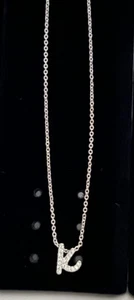 NADRI CZ Paved Script Initial Pendant Silver Tone Necklace 16+2 - Picture 1 of 11