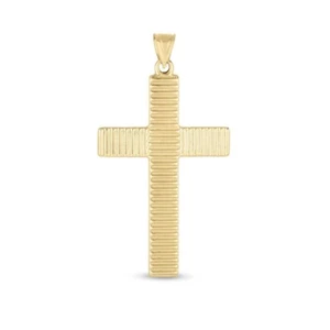 Kreuz-Anhänger 14kt Gold gelbes Finish Diamantschliff/strukturiert - Bild 1 von 2
