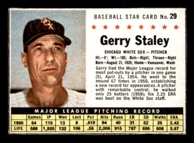 1961 Post Baseball #29 Gerry Staley VG/EX *e1 - Image 1 of 2