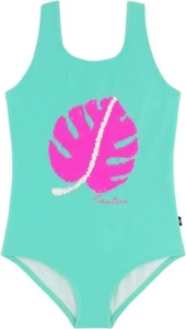 Nautica Girls' One-Piece Swimsuit with UPF 50+ Sun Protection, Cockatoo Palm 4 - Picture 1 of 7