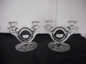 Duncan Miller Canterbury Sand Carved Clematis Double Candleholders Pair - Picture 1 of 2