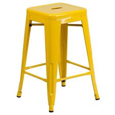 Flash Furniture Metal 24'' Backless Counter Stool in Yellow