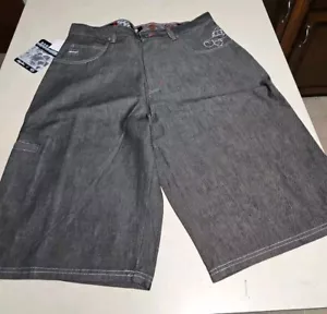 School Of Hard Knocks Shorts Mens 36 Black Denim Lil Bolo Hip Hop Y2K Skater - Picture 1 of 9