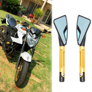 2x Gold Motorcycle Rear View Mirrors For Yamaha MT-03 MT-07 MT-09 MT-10 XJ6N XJR - Foto 1 di 9