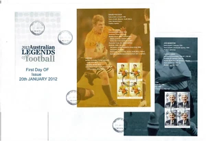 Stamps 2012 Football Legends set 8 sheetlets from prestige booklet on 8 x FDCs - Picture 1 of 4