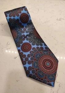 Ermenegildo Zegna Quindici Tie #167 100% Silk Made in Italy Blue Mandala - Picture 1 of 7
