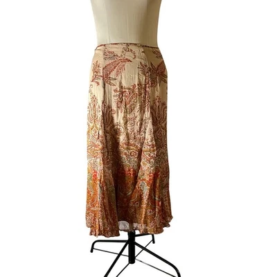 Lauren Ralph Lauren 100% Silk Boho Floral Maxi Skirt Plus Sz 16 - Image 1 of 4