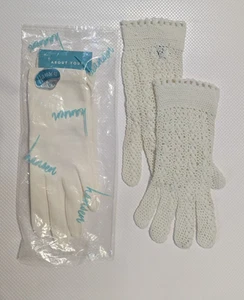 VTG Women's GLOVES 1) White Nylon Hansen NIP 6 1/2  1) White Net- Made in Itay - Picture 1 of 9