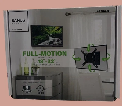 Sanus Accents Full Motion TV Wall Mount for 13"-32" (ASF110-B1) Small- Open Box - Image 1 of 4