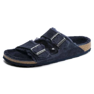 Birkenstock Women's Arizona Fur Shearling Sandal Midnight - Picture 1 of 16