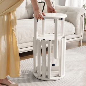 Stackable Stools Set of 4,4-In-1 Wood Stool,Round Wooden Stools with Anti-Slip F - Picture 1 of 8
