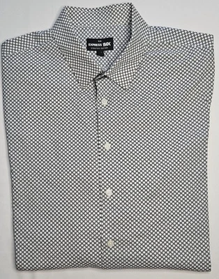 Mens Express Slim Stretch Cotton Long Sleeve Button Up Shirt XL 17 17 1/2 - Image 1 of 2