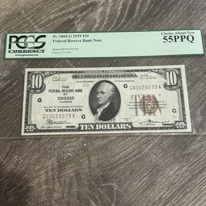 1929 Chicago $10 Federal Reserve Bank Note. Fr. 1860-G 55 PPQ - Picture 1 of 8