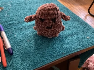 Hand Crochet Velvet Squishy Pocket Brown Pup - Picture 1 of 1