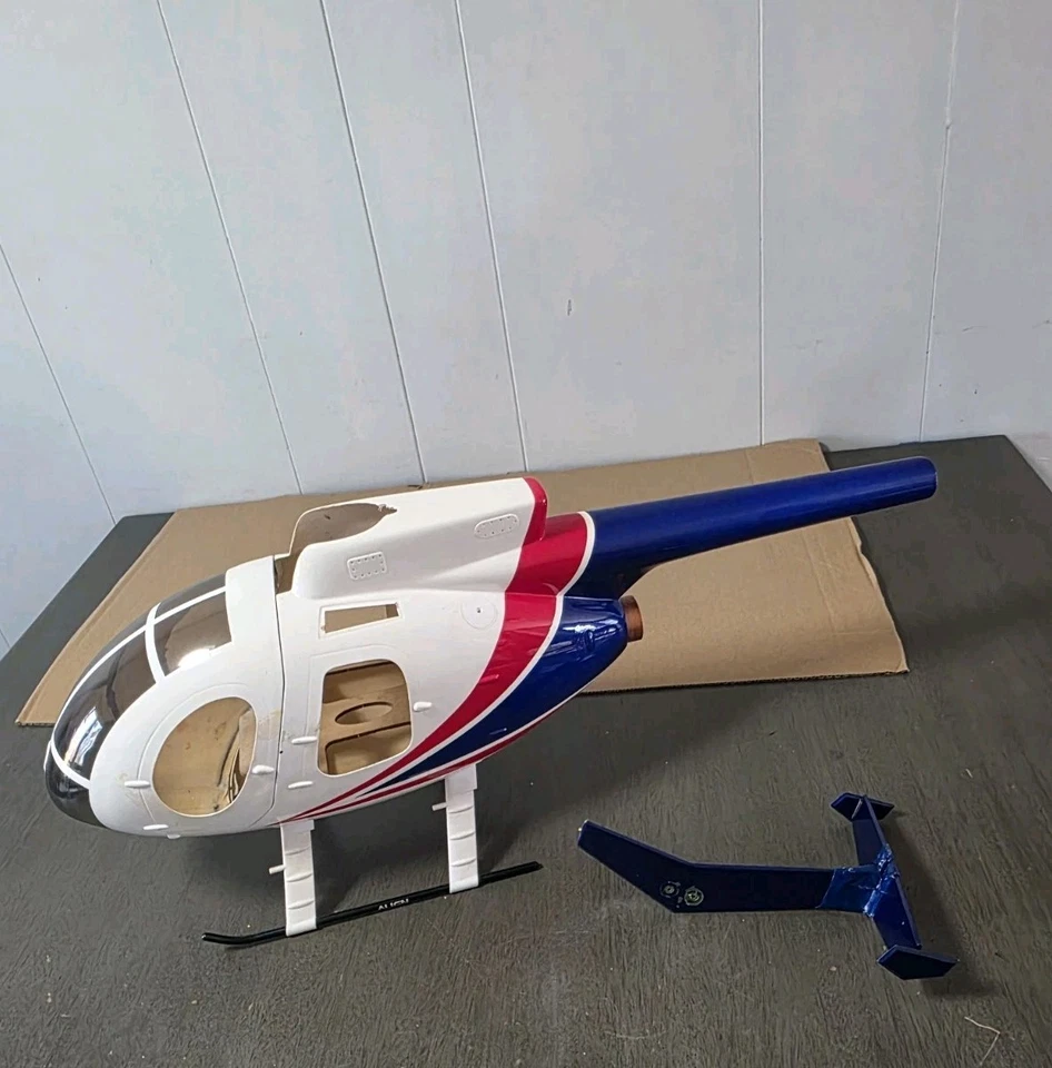 Align 450 Scale Fuselage 500E (White/Red)  AGNKZ0820106A RC Helicopter Body - Image 1 of 4