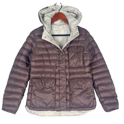 Chaqueta de plumón de ganso Athleta Pulse para mujer mediana marrón chocolate acolchada con capucha Foto 1 de 4