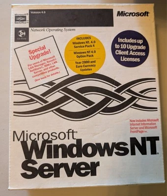 Microsoft Windows NT Server 4.0 Retail Box papers front page Promo edition - Image 1 of 2