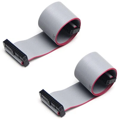 2pcs IDC 20 Pin Connector Gray Wire Flat Ribbon Cable Connector Length 30cm 2... - Image 1 of 4