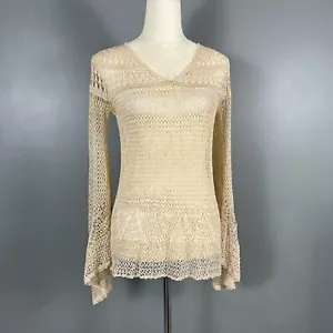 Vintage Y2K Express Handknit Crochet Top Womens M Flare Fairy Grunge Coquette - Picture 1 of 9