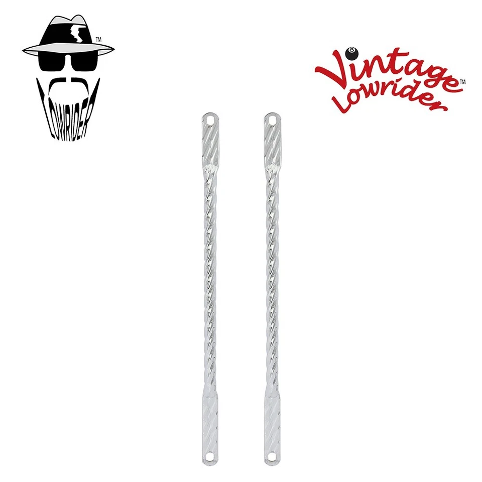 18" LONG LOWRIDER SQUARE TWISTED STEEL SPRING FORK BARS IN CHROME FOR 20 BIKES - Image 1 of 1