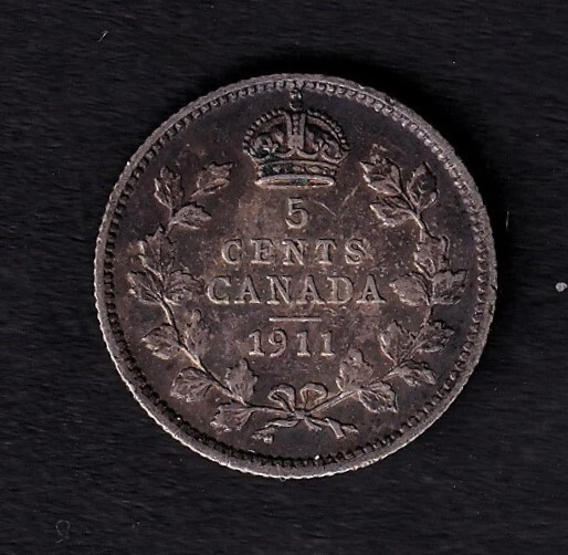 Canada 1911 5c Five Cent Silver Coin King George V VF Very Fine .925 Silver #2 - Image 1 of 2