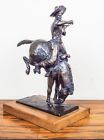 Vintage 1980 Bronze Horse & Cowboy Figurine Statue By Millar 75/200