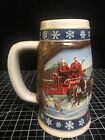 1995 Budweiser Anheuser Busch Beer Stein Lighting the Way Home Clydesdale Santa for sale