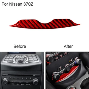 Red Carbon Fiber Inner Air Conditioner Control Cover Trim For Nissan 370Z 09-20 - Picture 1 of 13