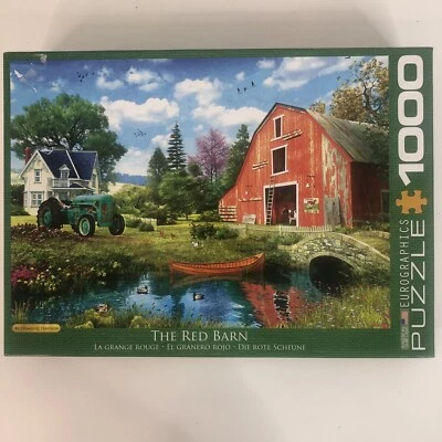 Rompecabezas Eurographics The Red Barn 1000 piezas granja tractor estanque pollo vaca pato Foto 1 de 4