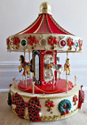 Rare Vintage Holiday Workshop Music 16” Christmas Carousel Merry Go Round WORKS
