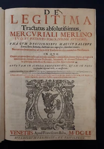 Merlini Mercuriale: De Legitima Tractatus Absolutissimus - Venezia 1651 - rest. - Bild 1 von 12