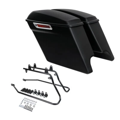 Matte Black 5'' Hard Saddlebags Bracket Kit Fit For Harley Softail Fatboy 84-17 - Image 1 of 4