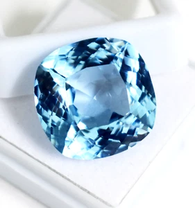 Aquamarin Natur Santa Maria Blau Kissenschliff Lose Edelstein 21,70Ct Zertifiziert - Bild 1 von 9