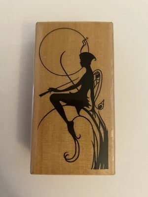 Carimbo de borracha montado em madeira de fada iluminado pela lua 3817F novo RS8 - Imagem 1 de 4