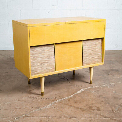 Mid Century Modern Stereo Console Airline Blonde Record Player Hifi Compact Tube • 1,278.49$