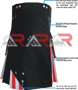 Men's Utility kilt Scottish Hybrid Kilts Highland US America Flag All Size AAR - Picture 1 of 6