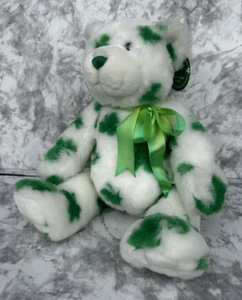 Peluche Build A Bear Lucky edición limitada 2003 - 14" blanco/verde tréboles. Etiqueta - Imagen 1 de 24