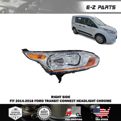Conjunto de faros derechos cromados para pasajero Ford Transit Connect 2014-2018 Foto 1 de 4